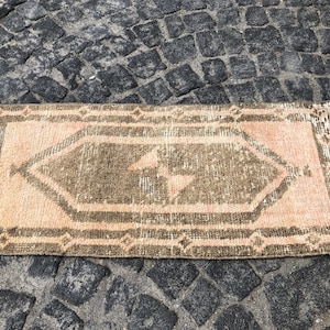 1.6x3.3 ft, petit tapis turc, tapis de bain tissé à la main, tapis rose, tapis de cuisine, tapis pastel, tapis morrocan, tapis oushak, tapis indien, tapis fané