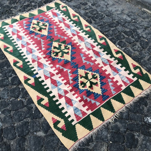 3.3x5.4 ft, Kilim Rug, Turkish Rug, Handmade Rug, shops Bedroom Rug, Nayajo Rug, Morrocan Rug, Pink Rug, Southwestern Rug, Flatweave Rug