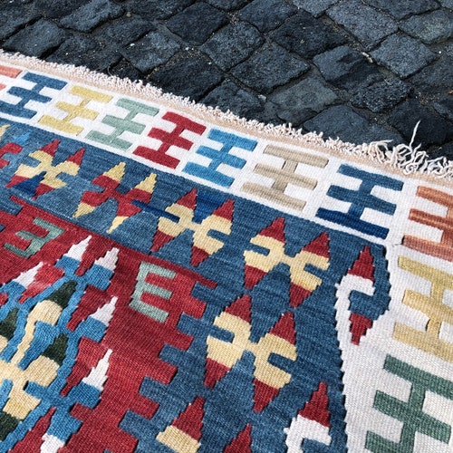 Shops 3.3x5.2 ft, Kilim Rug, Turkish Rug, Bedroom Rug, Morrocan Rug, Boho Rug, Southwestern Rug, Flatweave Rug, Beni Ourain Rug, Nayajo Rug