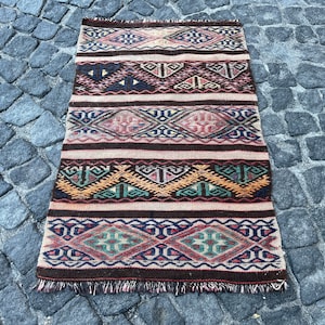2.1x3.1 ft, Small Turkish Rug, Kilim Rug, Boho Rug, Handwoven Bath Rug, Tribal Rug, Flatweave Rug, Southwestern Rug, Kitchen Rug, Rustic Rug