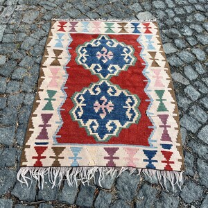 2.6x3.5 ft, Kilim Rug, Turkish Rug, Handwoven Bath Rug, Morrocan Rug, Kitchen Rug, Oushak Rug, Southwestern Rug, Flatweave Rug, Neutral Rug