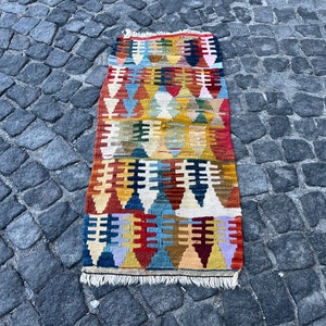 1.6x3.3 ft, Small Turkish Rug, Kilim Rug, Boho Rug, Handwoven Bath Rug, Tribal Rug, Flatweave Rug, Southwestern Rug, Kitchen Rug, Rustic Rug
