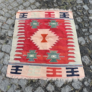 2.8x3.3 ft, Kilim Rug, Turkish Rug, Colorful Rug, Morrocan Rug, Beni Ourain Rug, Southwestern Rug, Indian Rug, Flatweave Rug, Tribal Rug