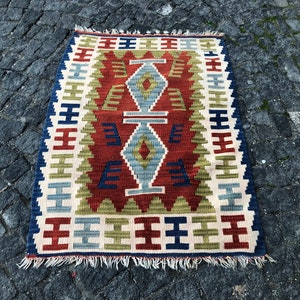 2.8x3.8 ft, Kilim Rug, Turkish Rug, Colorful Rug, Morrocan Rug, Beni Ourain Rug, Southwestern Rug, Indian Rug, Flatweave Rug, Tribal Rug