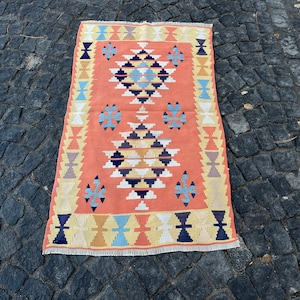 2.4x4.1 ft, Small Kilim Rug, Handwoven Bath Mat, Kitchen Rug, Flatweave Rug, Colorful Rug, Southwestern Decor, Turkish Rug, Morrocan Rug