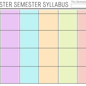 5-Klassen mehrfarbiger Master-Semester-Lehrplan (druckbar, befüllbar)