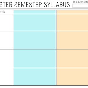 2-teiliger mehrfarbiger 3 Master-Semester-Lehrplan (druckbar, befüllbar)
