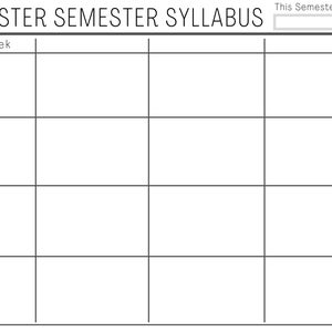 3-Klassen schlichter Master-Semester-Lehrplan (druckbar, befüllbar)