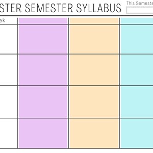 3-Klassen mehrfarbig 1 Master Semester Syllabus (druckbar, befüllbar)