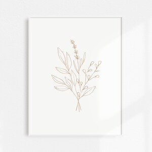 May include: A minimalist line drawing of a bouquet of flowers in a brown color on a white background.