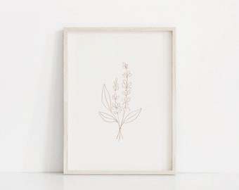 Wildflower Print No. 2 | Botanical Wall Art | Flower Print | Neutral Print | Minimalist Print | Floral Print | Wildflower Bouquet | Beige
