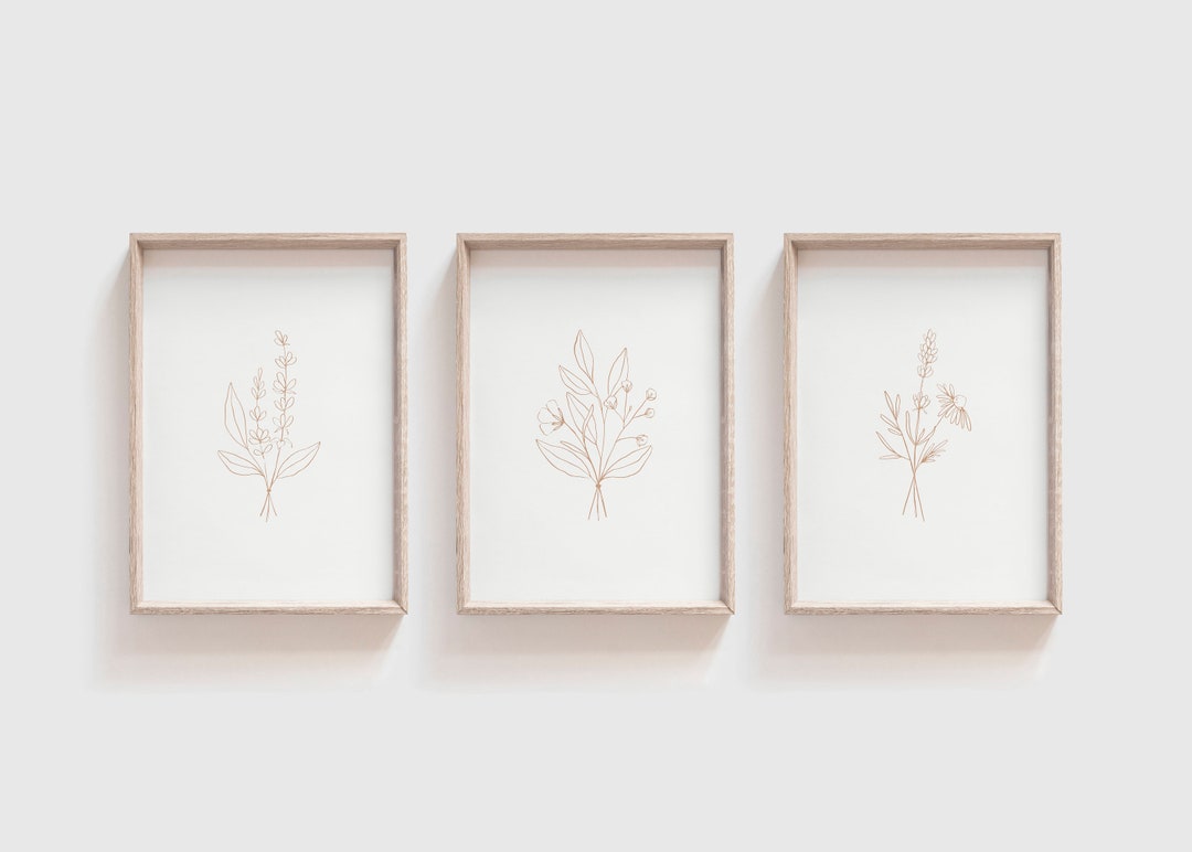 Wildflower Print Set | Set of 3 | Botanical Print Set | Gallery Wall ...
