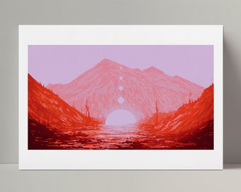 Red | Pixel Art Landscape | Din A4 Art Print