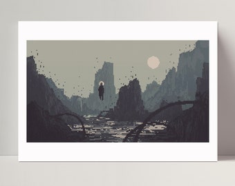 px 001 | Pixel Art Landscape | Din A4 Art Print