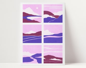 Pink Sky Abstrakte Landschaften | Din A4 Kunstdruck