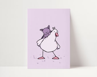 Bat and Duck Friends | Mini Print