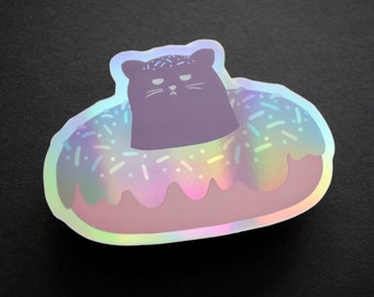 Donut Cat | Holographic Sticker