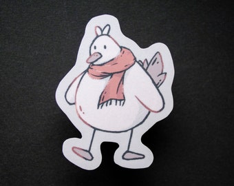 White Winter Duck | Foiled paper sticker