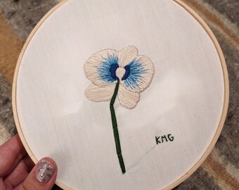 Custom Hand Embroidery Orchid | Made to Order Embroidered Flower | Hand Stitched Piece | Bamboo Wooden Hoop Wall Art | Modern Decor Gift