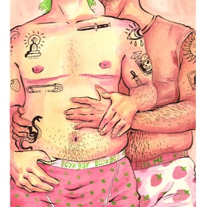 Strawberry Kisses - T4T Queer Art Print