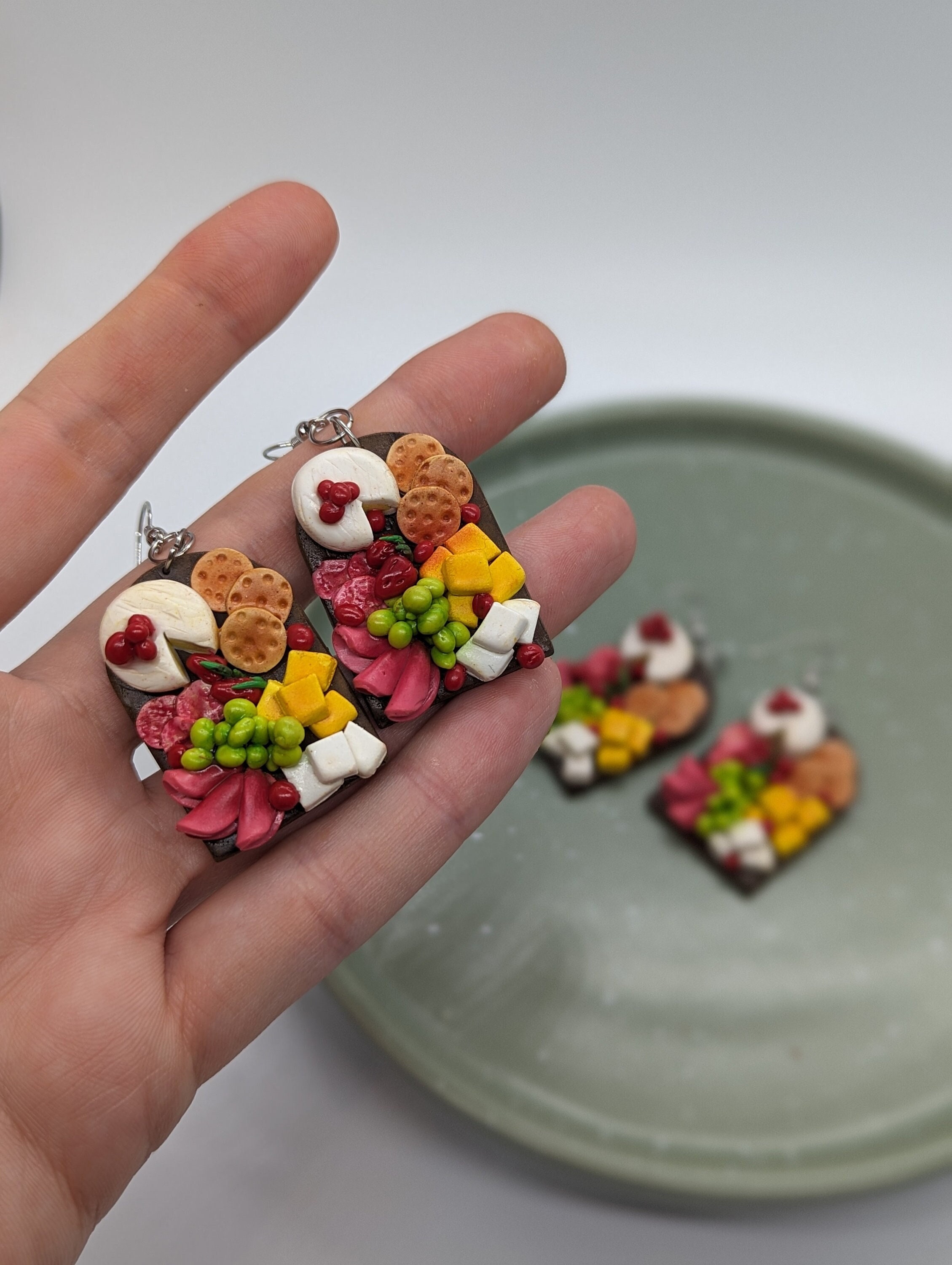 Polymer Clay Earrings // Fall Charcuterie Board // Fall Grazing Board //  Food Earrings // Miniature Food // Halloween // Accessories 