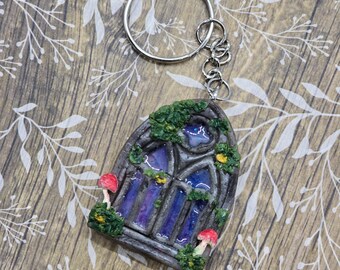 Cathedral Window - Polymer Clay Keychain