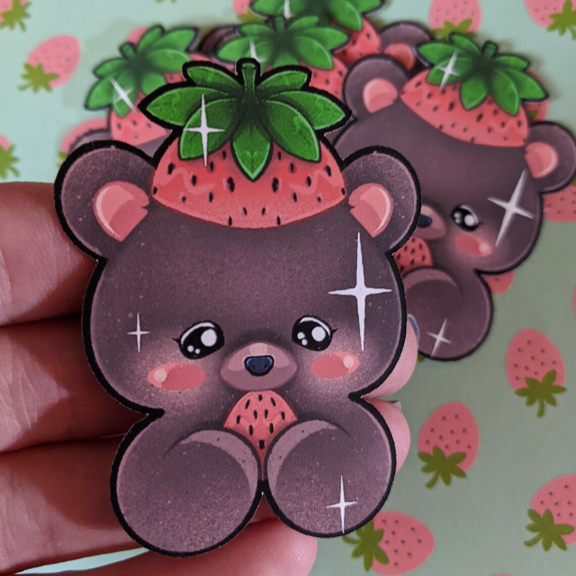 Strawberry Bear Sticker Etsy