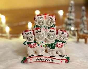 Handmade Custom Llama Ornament,Personalized Christmas Ornaments Family llama Decorations, Family Christmas Gift (family of 2,3,4,5,6)