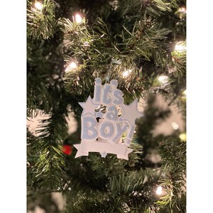 Personalized Ceramic Christmas Ornaments Baby First Christmas Ornaments Decorations, Baby Boy in Blue Present, Its a Boy ornament