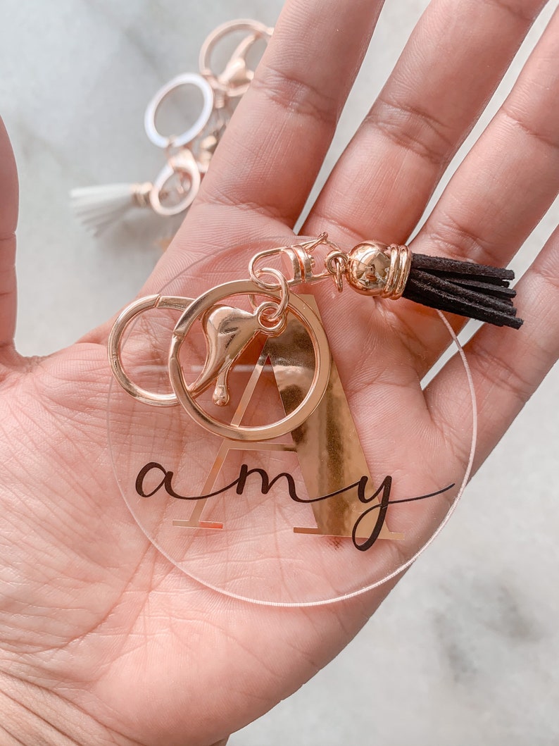 Personalised Tassel Keyring Large Initial Keyring Acrylic Etsy Australia