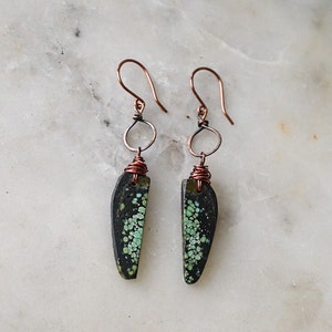 Turquoise Copper Wire Wrap Earrings: Antiqued Gemstone Dangles