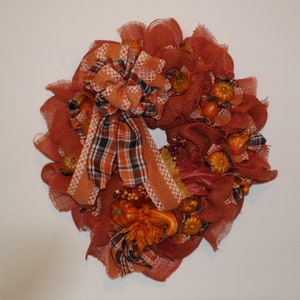 Orange Burlap Fall Wreath