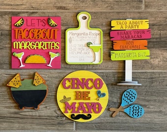 Cinco de Mayo Tiered Tray Set - Margarita Tiered Tray - Taco Bar Tray Bundle