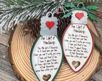 Friend Christmas Ornament - Christmas Light Ornament - 2023 Handmade Christmas Ornament - Cute Handmade Christmas Ornament