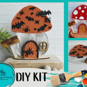 Halloween Mushroom DIY Interchangeable Decor Inserts - Wood Paint Kit - Spring Insert