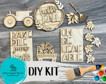 Fall Tiered Tray DIY Kit - Quick and Easy Tiered Tray Bundle - Paint it Yourself Tiered Tray Decor - Fall Tiered Tray Bundle