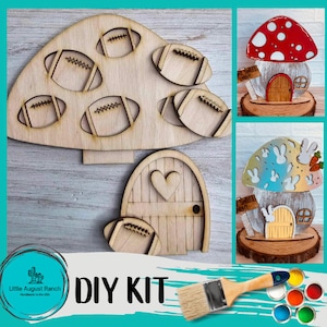 Football Mushroom DIY Interchangeable Decor Inserts - Wood Paint Kit