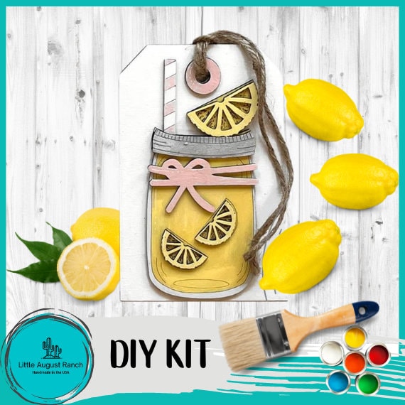 28 Quick And Easy Mason Jar Crafts For Kids To Create 5 Mason Jar Lemonade Large Tag Shelf or Hanging Decor- DIY Paint Kit…