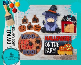 DIY Halloween Highland Cow Tiered Tray Paint Kit  -  Wood Blanks for Painting