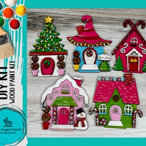 DIY Whimsical Christmas Village Standing Pieces - Winter Village - Christmas Shelf Decor Blank Kit