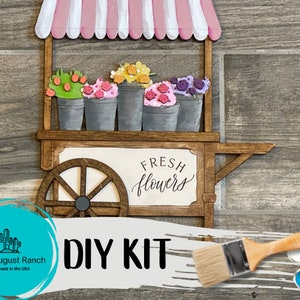 Flower Cart Shelf Decor - Tiered Tray Companion Piece - Spring DIY Wood Blank