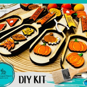 Fall Scoop Garland Craft Collection - Scoop Garland - Wood Bead Craft - DIY Paint Kit - Tiered Tray Display