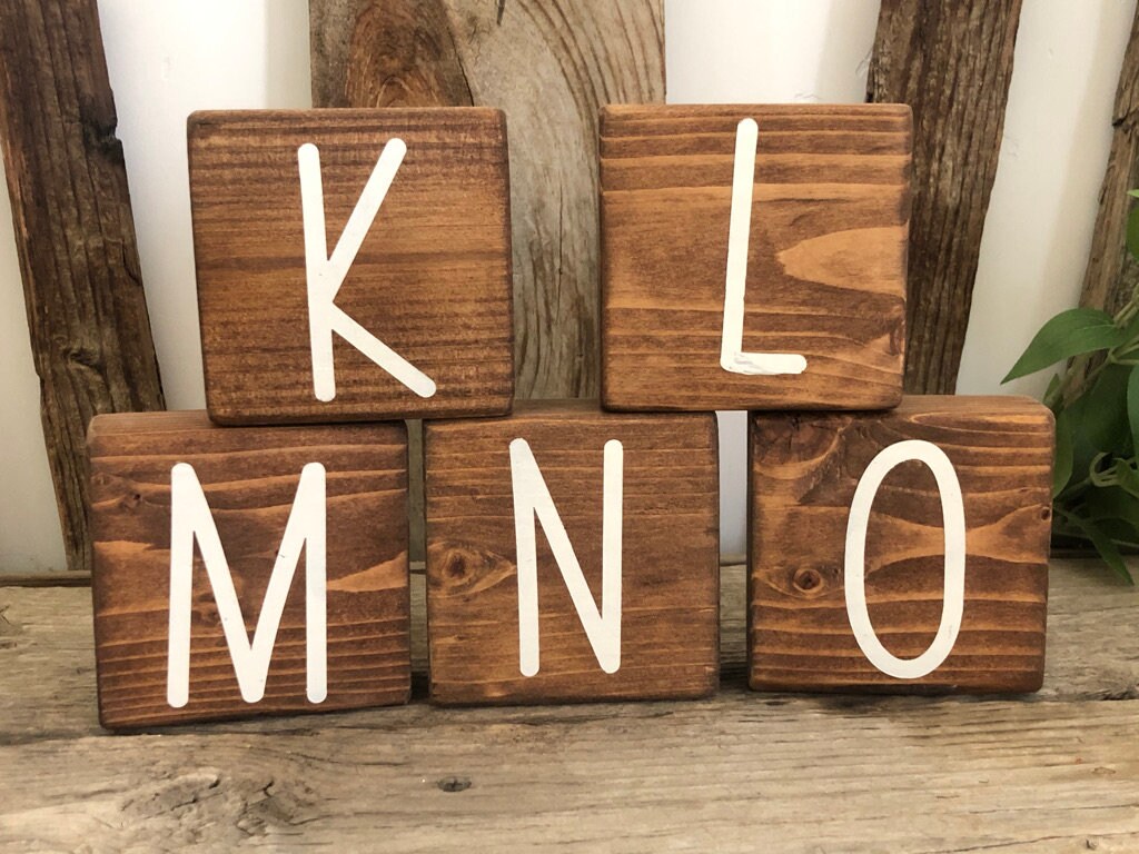 Wood Block Alphabet Letters Tiered Tray Decor Alphabet Etsy
