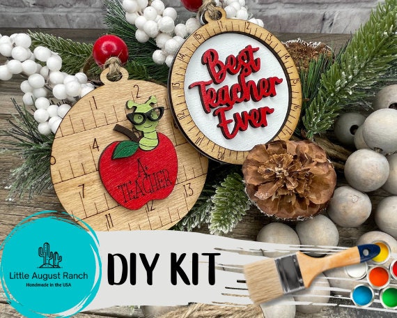 Teacher Christmas Ornament DIY Wood Blanks - Ornament Craft Kit
