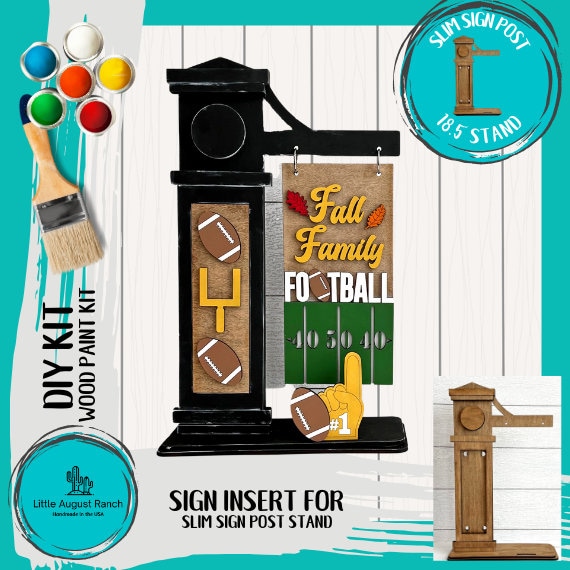 Football Add-on for Slim Sign Post Holder DIY Wood Blanks for Crafting and  Painting, Home Decor 