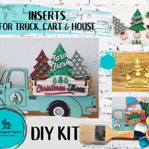 Christmas Tree Farm  DIY - Inserts for Interchangeable House, Cart, Truck - Christmas Tiered Tray Decor -  Freestanding Shelf Decor