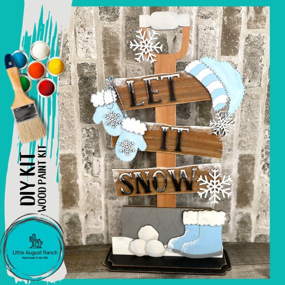 Standing Winter Snow Shovel Porch Decor DIY Wood Blanks for Crafting 