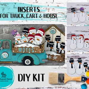 Snowman Family Insert  DIY -Inserts for Interchangeable Inserts - Snowmen Tray Decor -  Freestanding Shelf Decor - Paint it Yourself Kit