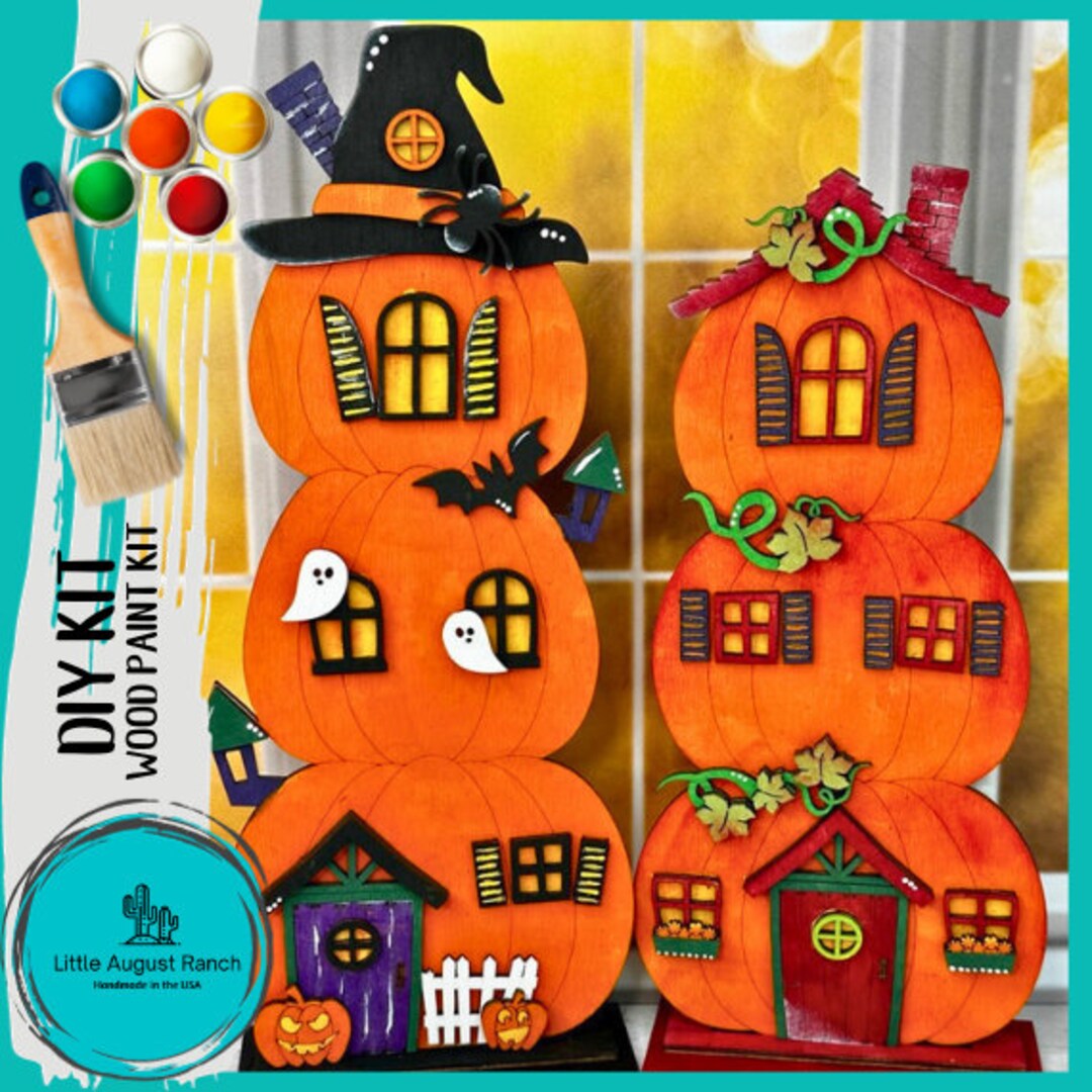 Stacked Pumpkin House Set Paint Kit - Wood Blanks for Crafting - Etsy