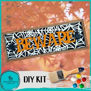 Beware Halloween Spider Chunky Sign DIY Kit - Paint Kit Wall Hanging - Paint Kit -  Wood Blank